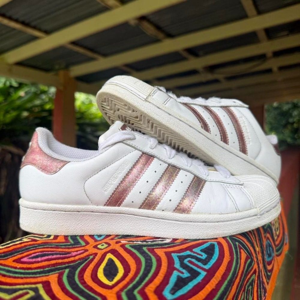 Adidas Superstar Sneakers Kids Size 4.5J White‎ Pink Lenticular DB2960